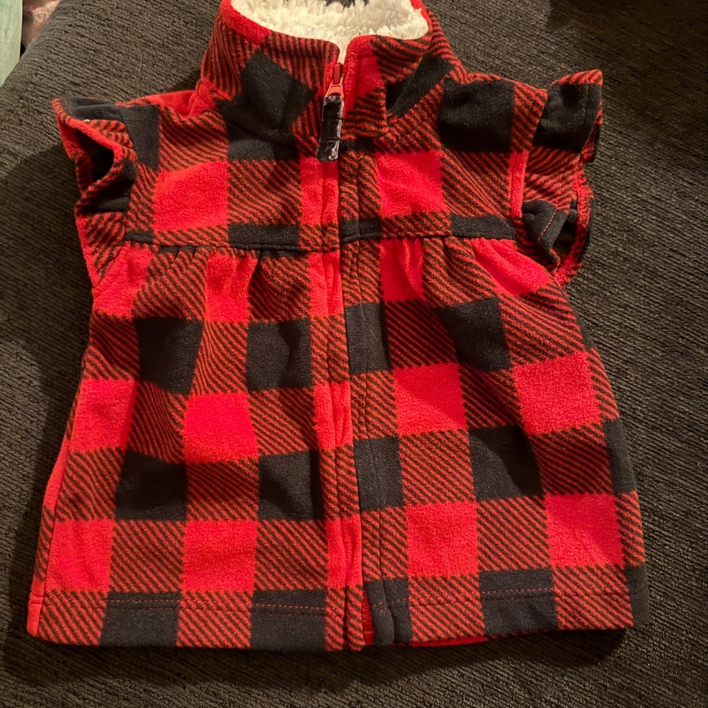 Carter's Red and Black Plaid Vest